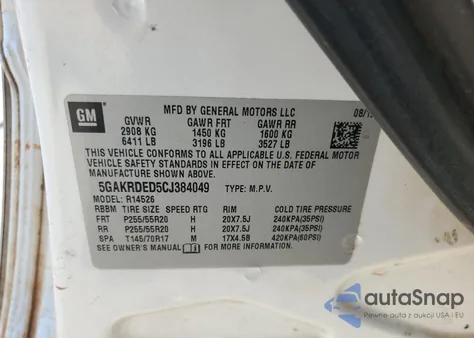2012 Buick Enclave from USA, damaged, VIN 5GAKRDED5CJ384049
